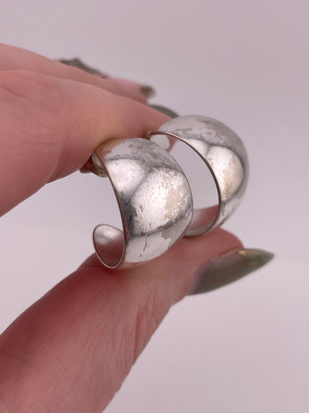 sterling silver 3/4" partial hoop post earrings