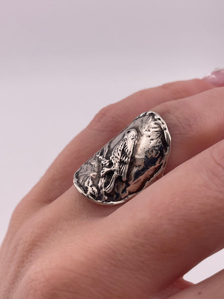 size 6.25 sterling silver stoneless bird ring