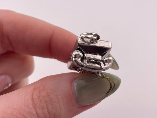 sterling silver rhodium plated "I Love U" telephone pendant