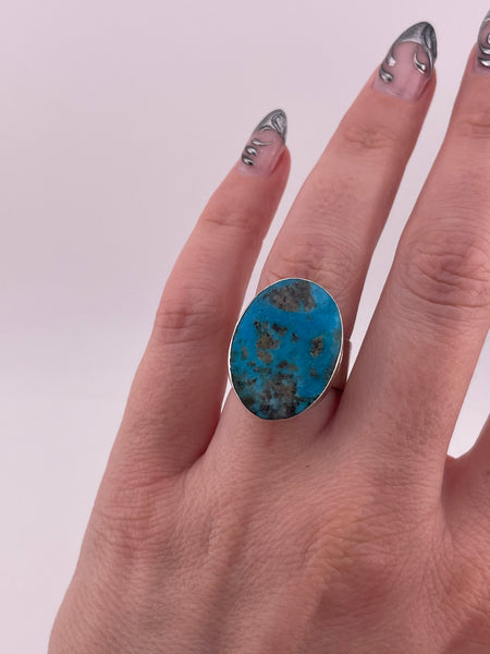 size 7 sterling silver turquoise adjustable band ring