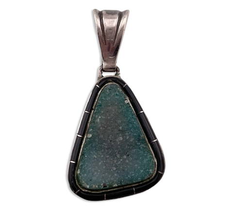 sterling silver druzy onyx pendant