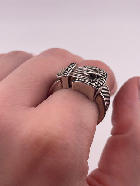 size 8.25 sterling silver marcasite belt ring