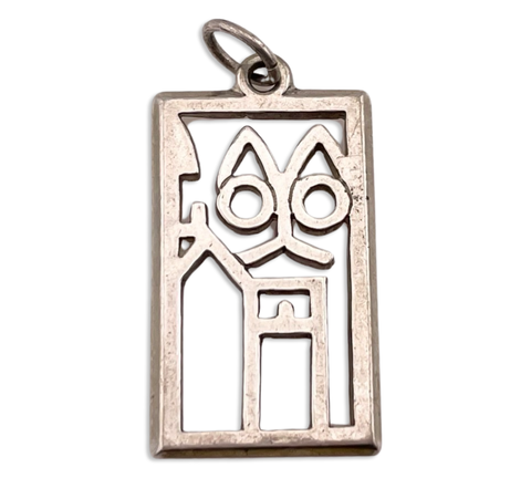 sterling silver abstract cat pendant