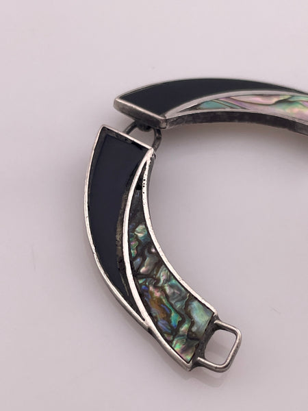 sterling silver Mexican onyx & abalone necklace **AS IS**