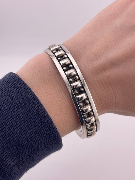 sterling silver Mexican stoneless chunky cuff bracelet