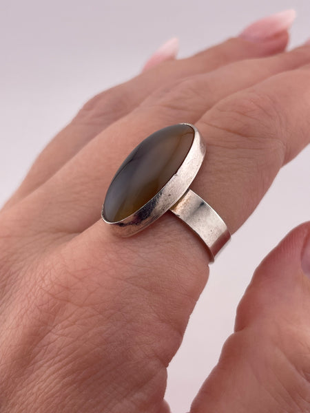 size 7.75 sterling silver agate ring