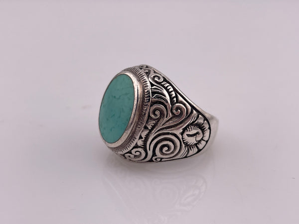 size 10 sterling silver chunky synthetic turquoise ring