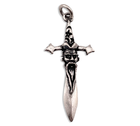 sterling silver wizard sword pendant