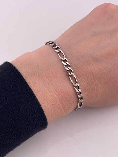 sterling silver 8-1/4" figaro chain link bracelet