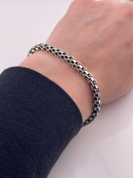 sterling silver 9-1/4" bismark box chain bracelet