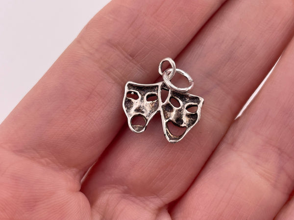 sterling silver comedy drama masks pendant