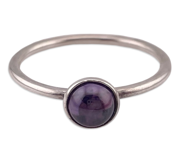 size 9 sterling silver purple glass ring