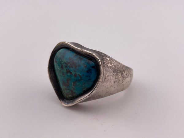 size 11.25 sterling silver Taxco heavy chunky chrysocolla ring