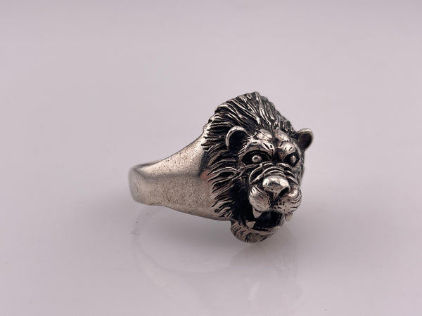 size 14 sterling silver chunky lion ring