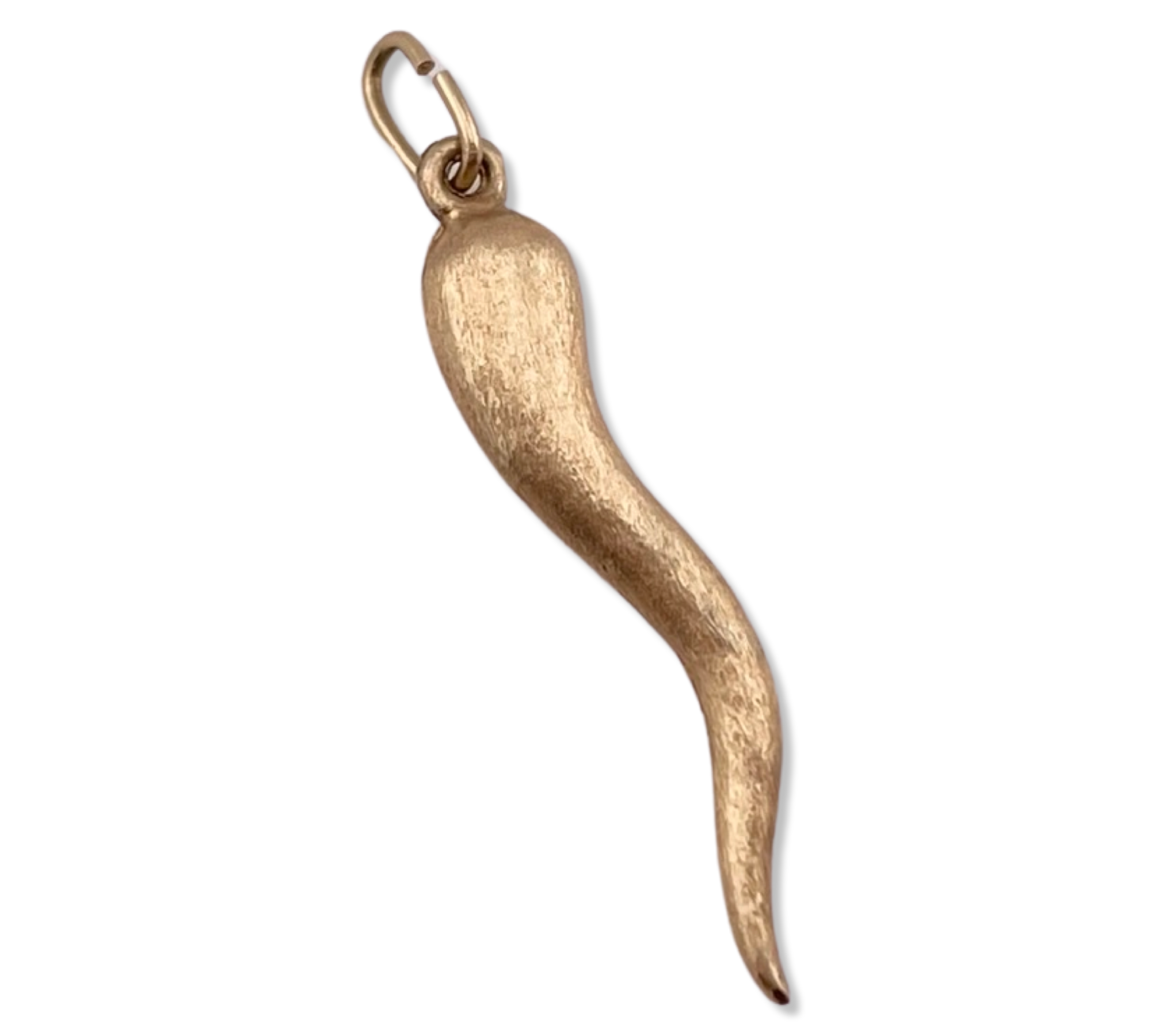 14k gold Italian horn brushed finish pendant
