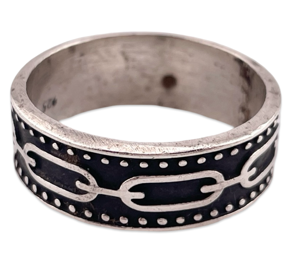 size 12.5 sterling silver chain style band ring