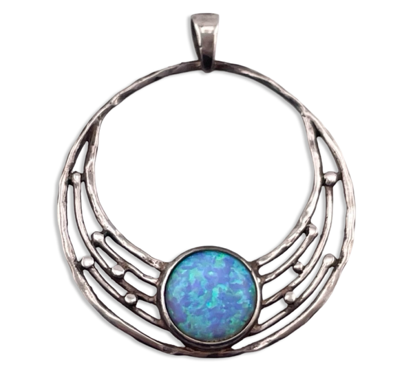 sterling silver synthetic blue opal pendant