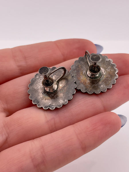sterling silver turquoise screw-back earrings
