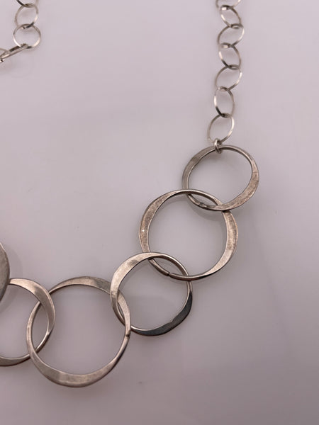 sterling silver long 33" multi-circle chain link necklace