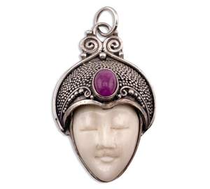 sterling silver molded plastic face spinel pendant