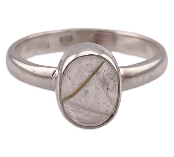 size 8.5 sterling silver oval rutilated quartz ring