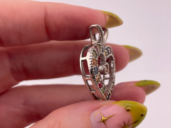 sterling silver colorful lab ruby heart pendant