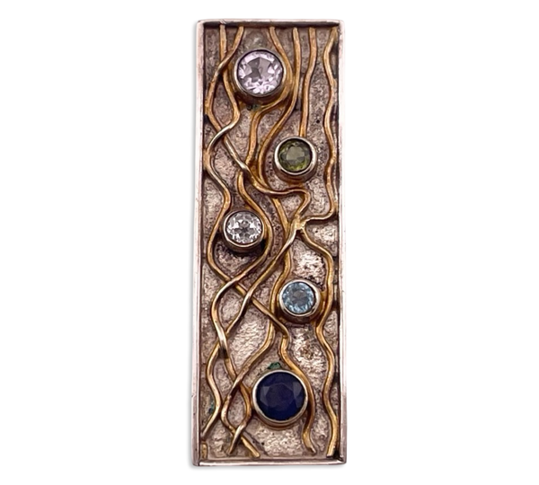 sterling silver gold wash faceted multi-stone pendant
