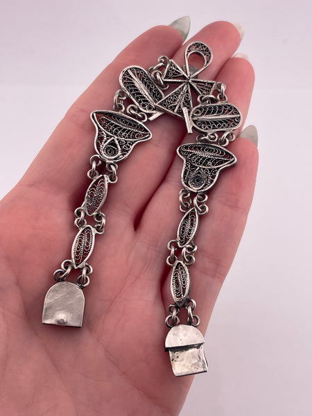 800 silver 7-1/2" Egyptian Revival filigree bracelet