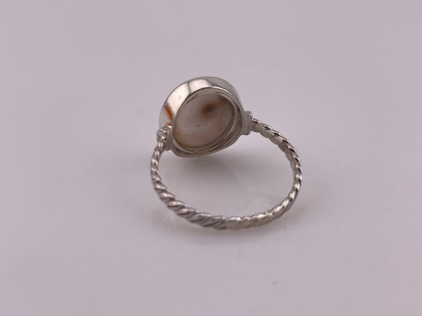 size 13.25 sterling silver shiva eye shell textured band ring