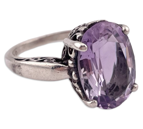 size 6 sterling silver Kabana faceted amethyst ring **AS IS**