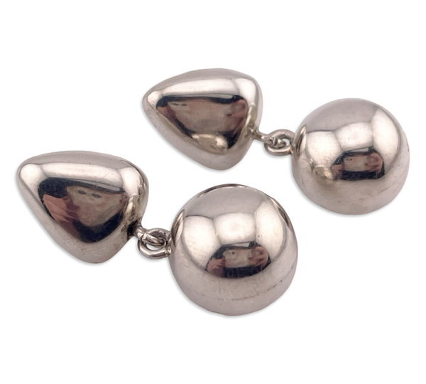 sterling silver Mexican stoneless triangle circle post dangle earrings