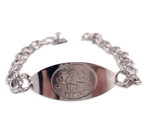 sterling silver rhodium plated Virgo chain link bracelet