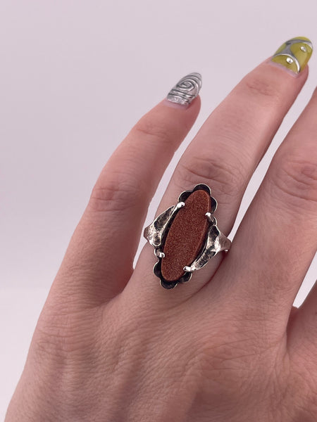 size 6.25 sterling silver goldstone ring
