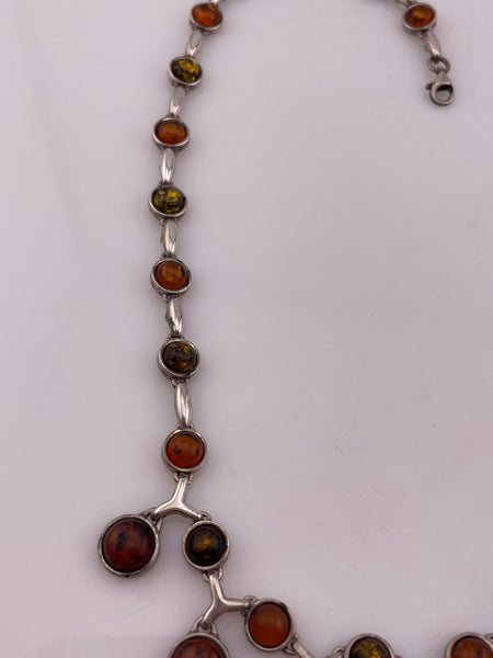sterling silver 18 3/4" amber necklace