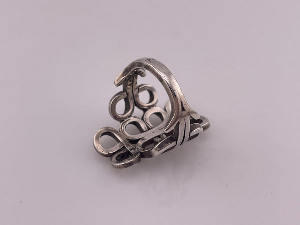 size 6.25 sterling silver stoneless scroll cut-out ring