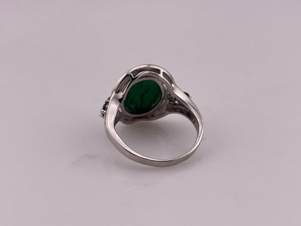 size 9.25 sterling silver rhodium plated green gemstone ring