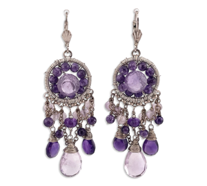 sterling silver amethyst bead hook dangle earrings