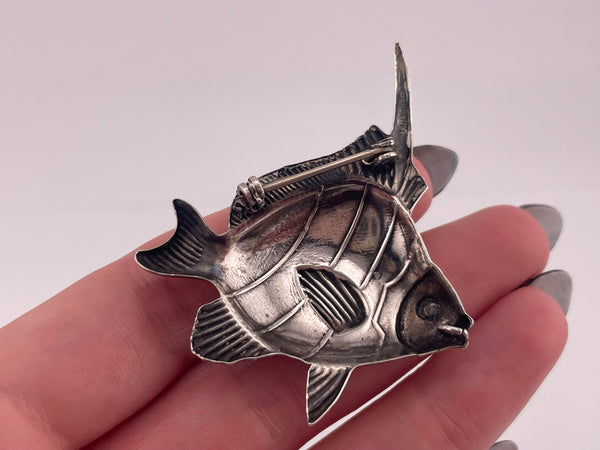sterling silver pressed angel fish brooch pin