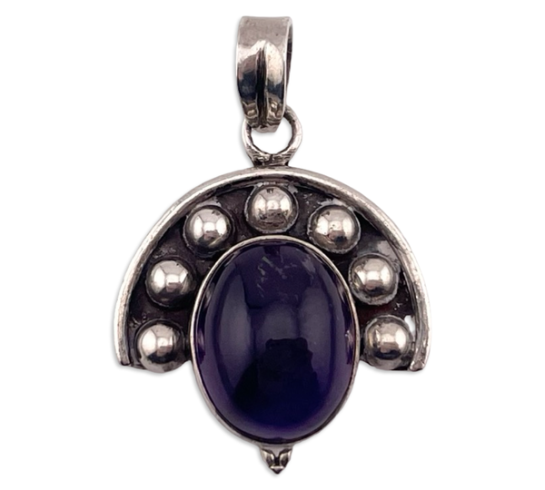 sterling silver amethyst ball design pendant