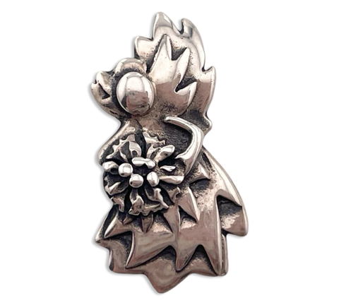 sterling silver angel w/ flower bouquet pendant