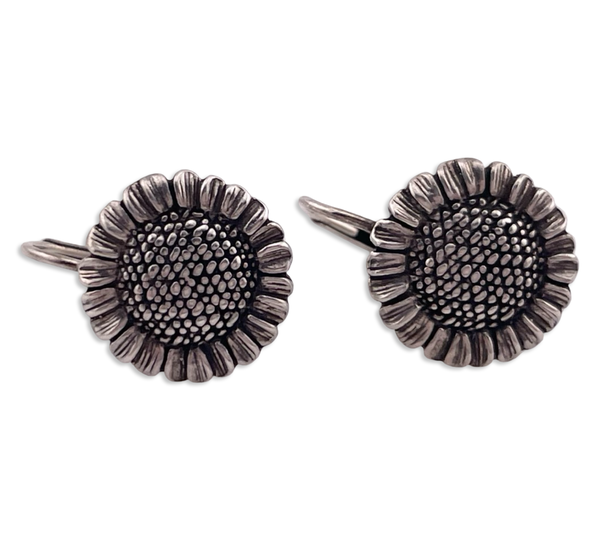 sterling silver sunflower dangle earrings