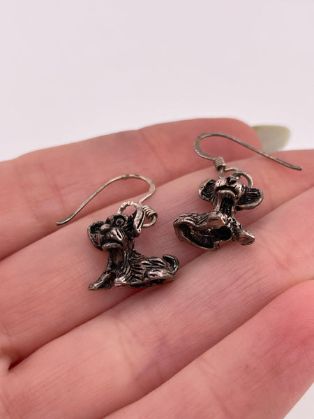 sterling silver dog hook dangle earrings