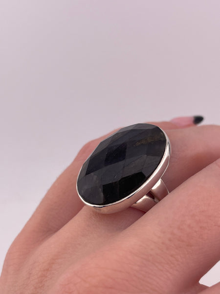 size 7 sterling silver faceted labradorite ring