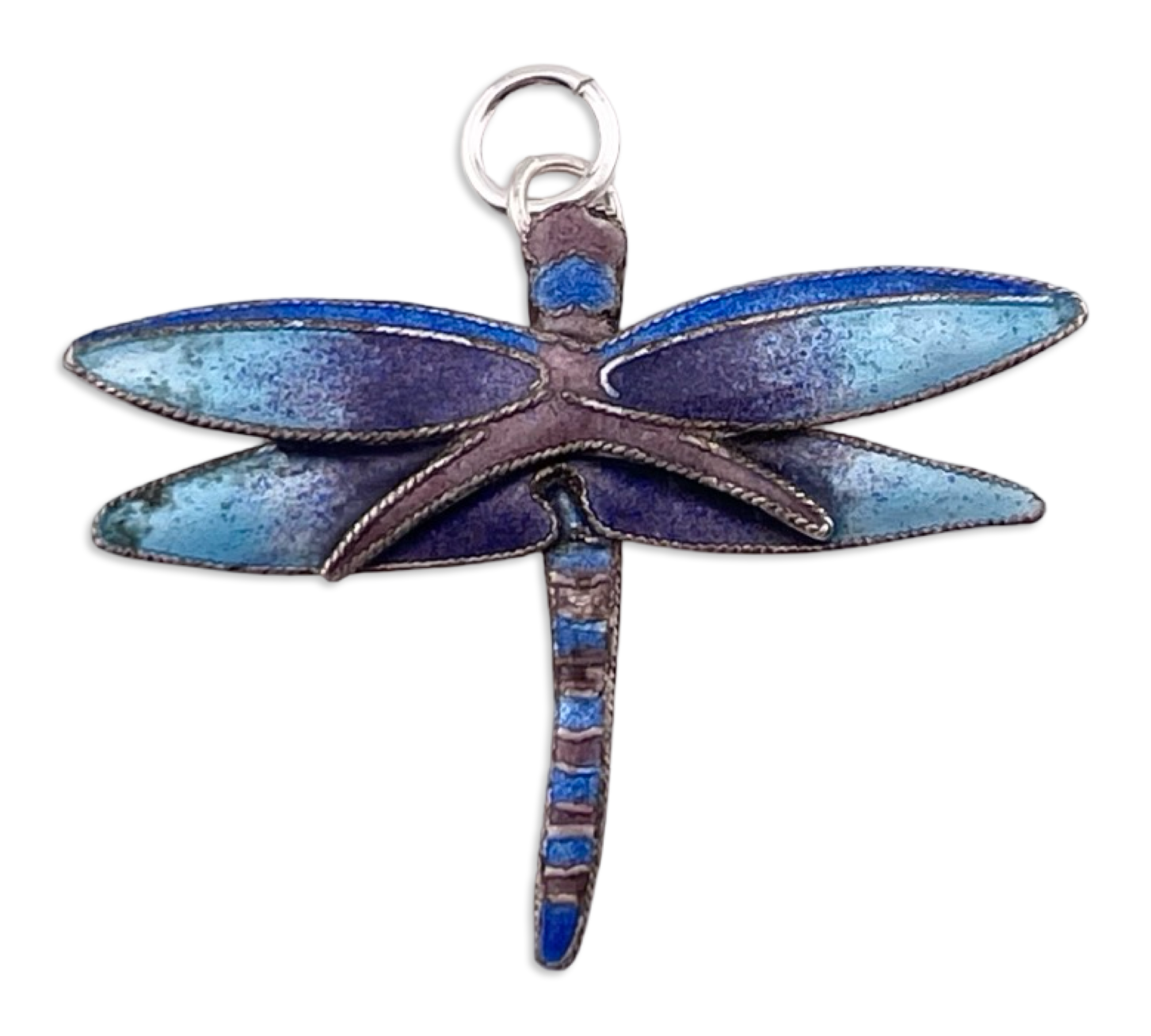 sterling silver enamel dragonfly pendant