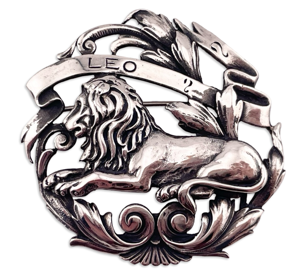 sterling silver Peruzzi Leo the lion zodiac sign brooch