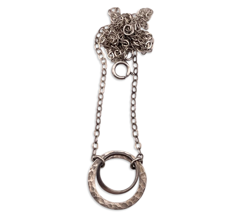 sterling silver 18 1/4" double circle necklace