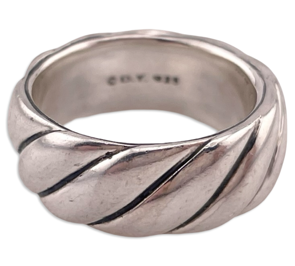size 7 sterling silver David Yurman 8mm sculpted cable band ring