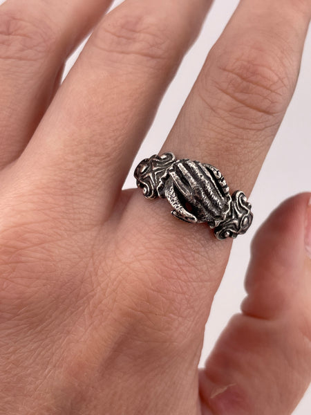 sterling silver MMA new old stock clasped hands gimmel ring