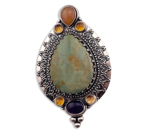 sterling silver large Carolyn Pollack multi-stone pendant