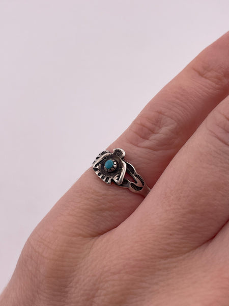 size 4.25 sterling silver faux turquoise thunderbird ring